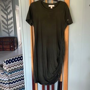 Michael Kors Ruched T-shirt Dress Olive Green Size L